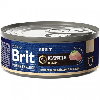 Консервы с мясом курицы и сыром BRIT Premium by Nature для кошек