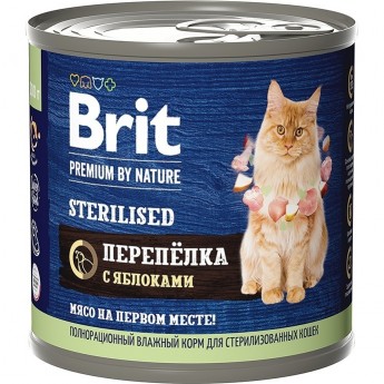 Консервы с мясом перепёлки и яблоками BRIT Premium by Nature для стерилизованных кошек