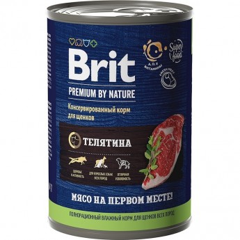 Консервы с телятиной BRIT Premium by Nature для щенков всех пород