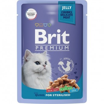 Пауч перепелка в желе BRIT Premium для взрослых стерилизованных кошек