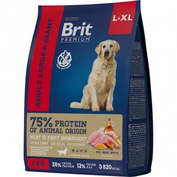 Сухой корм с курицей BRIT Premium Dog Adult Large and Giant для взрослых собак крупных и гигантских пород