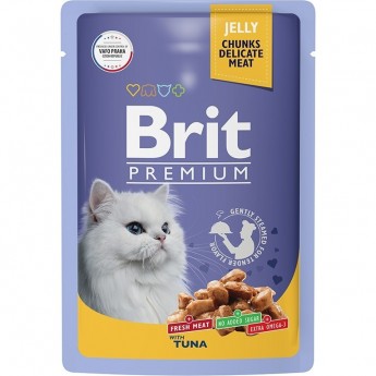 Влажный корм BRIT Premium для взрослых кошек тунец в желе